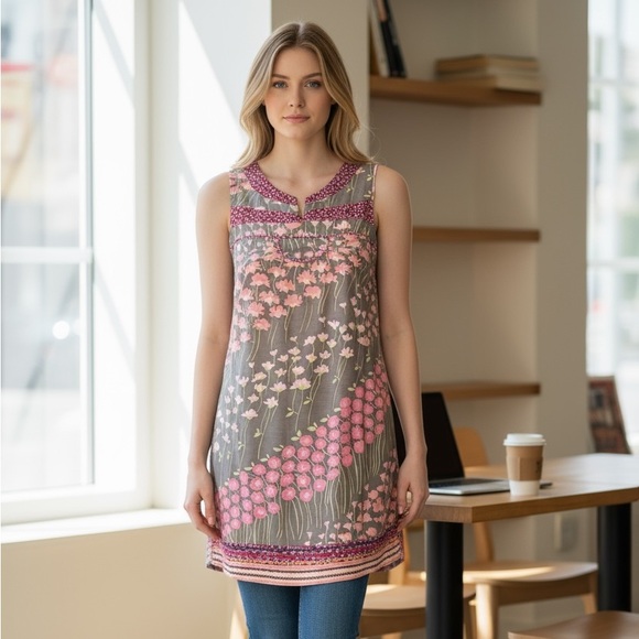 Free People Brown Floral Mini Dress Sz 4 Rayon 100% Hidden Zipper at Side - Picture 2 of 12